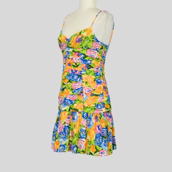 ZARA Women's Floral Mini Ruched Dress Size M - Picture 3 of 10